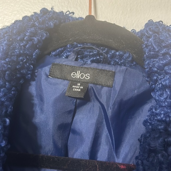 Ellos Women's Plus Size Blue Double-Breasted Teddy Coat Size 18 - Picture 3 of 6